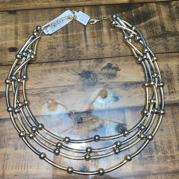 NWT Robert Rose bi color gold silver bead necklace - Picture 1 of 10